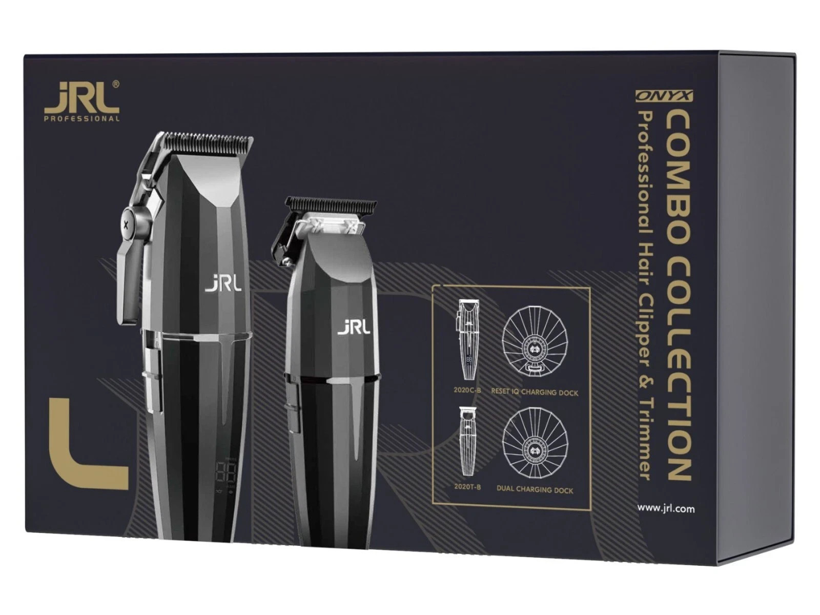 JRL Professional Onyx Combo Collection Clipper 2020C-B + Trimmer 2020T-B Set