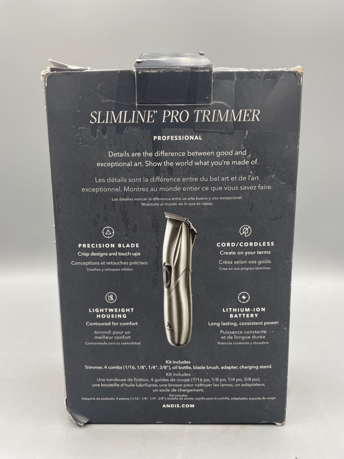 Andis 32810 Slimline Pro Beard Trimmer Lithium Ion T-Blade D-8 – Chrome (READ)