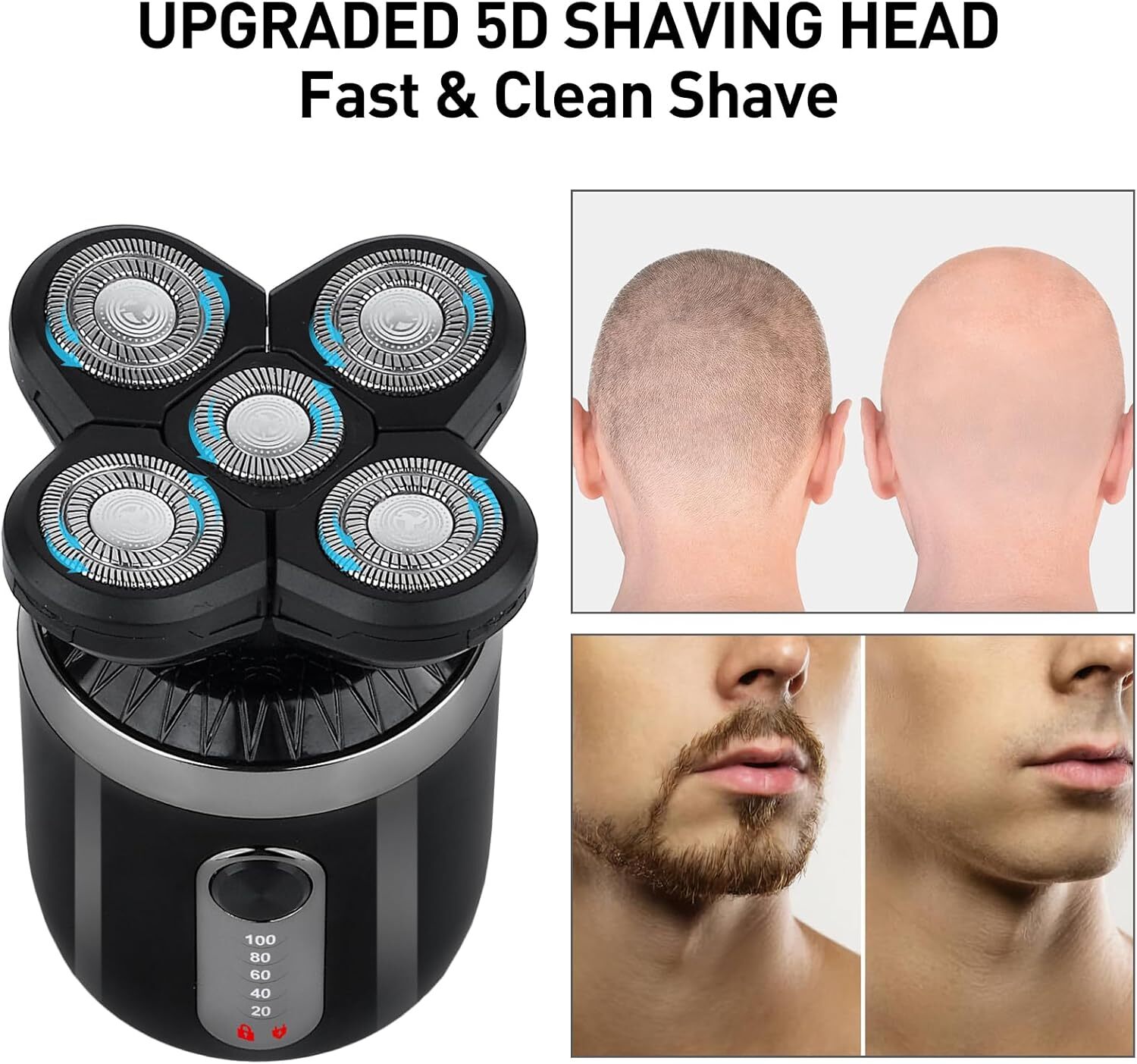 Cordless Electric Hair Remover Shavers Bald Head Razor Smooth Skull Cord Wet Dry