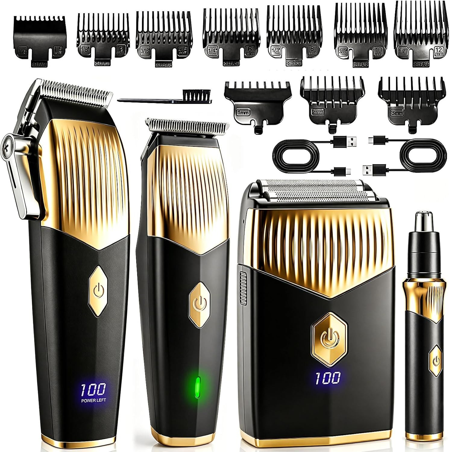 Professional Hair Clipper Set-4 in 1-Beard, Trimmer & Rechargeable Shaver (Gold)