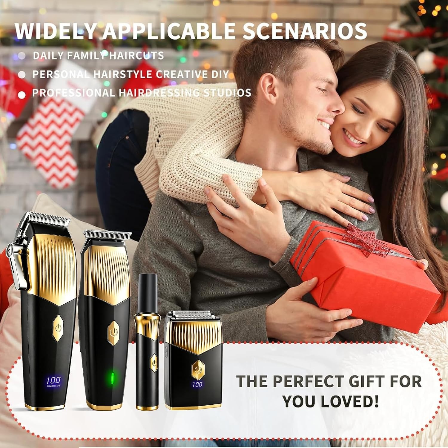 Professional Hair Clipper Set-4 in 1-Beard, Trimmer & Rechargeable Shaver (Gold)