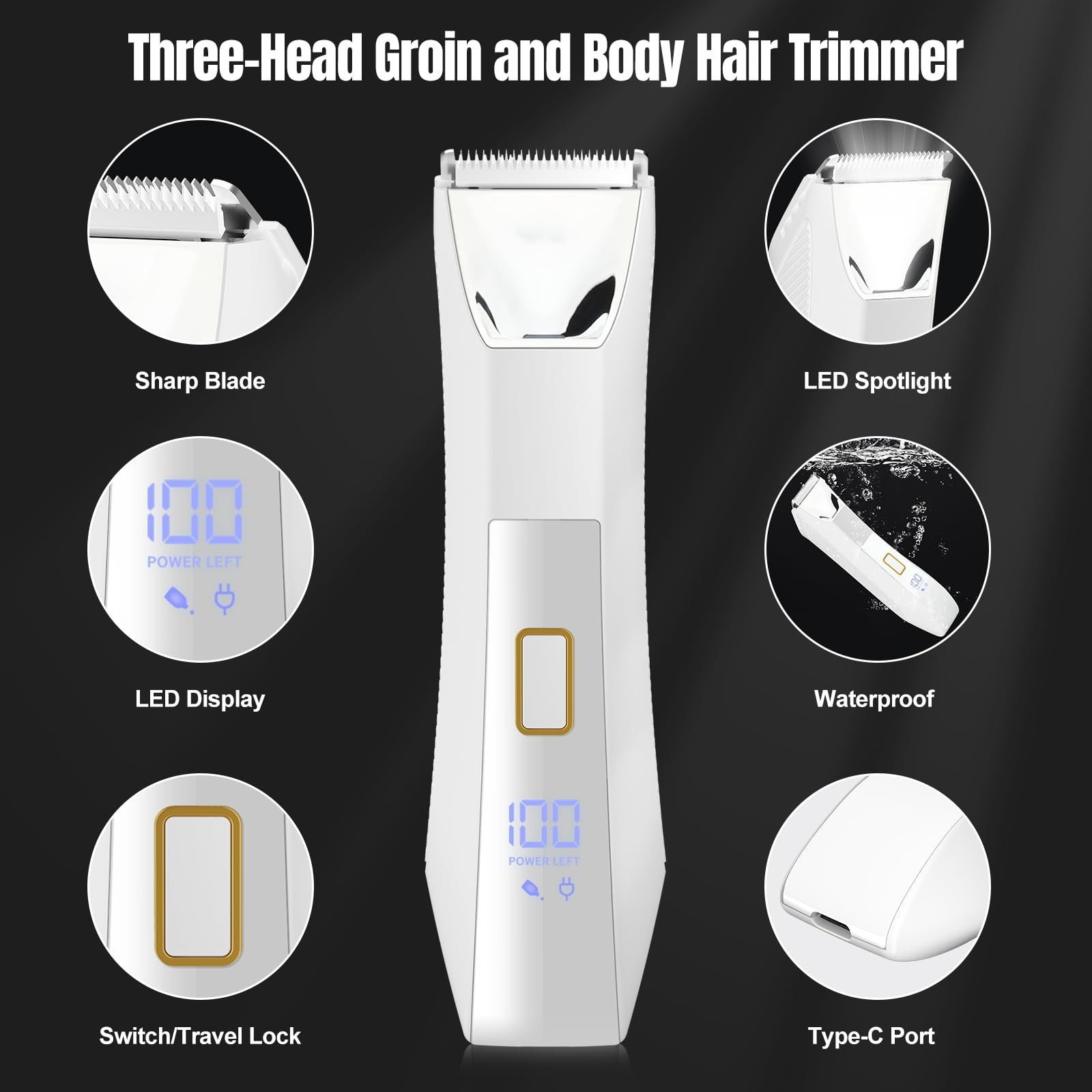 Manscape Body and Ball Trimmer for Men, 3-in-1 Pubic Groin & Nose Hair Trimmer,