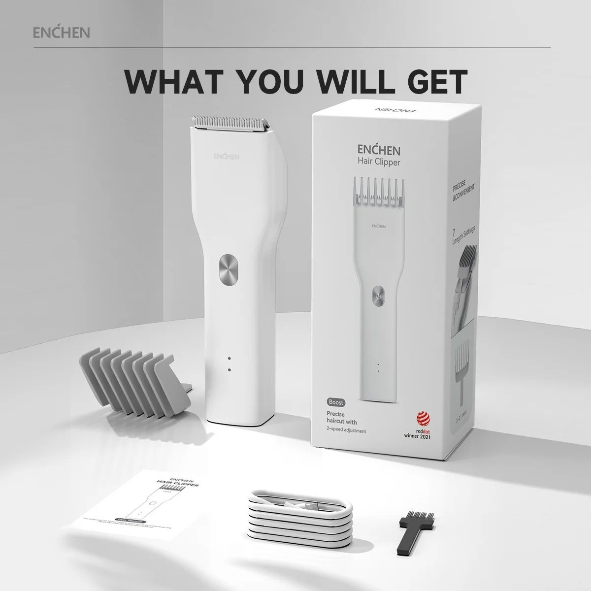 ENCHEN Boost 2 Cordless Hair Clipper Beard Trimmer Adjustable USB-C Rechargeable