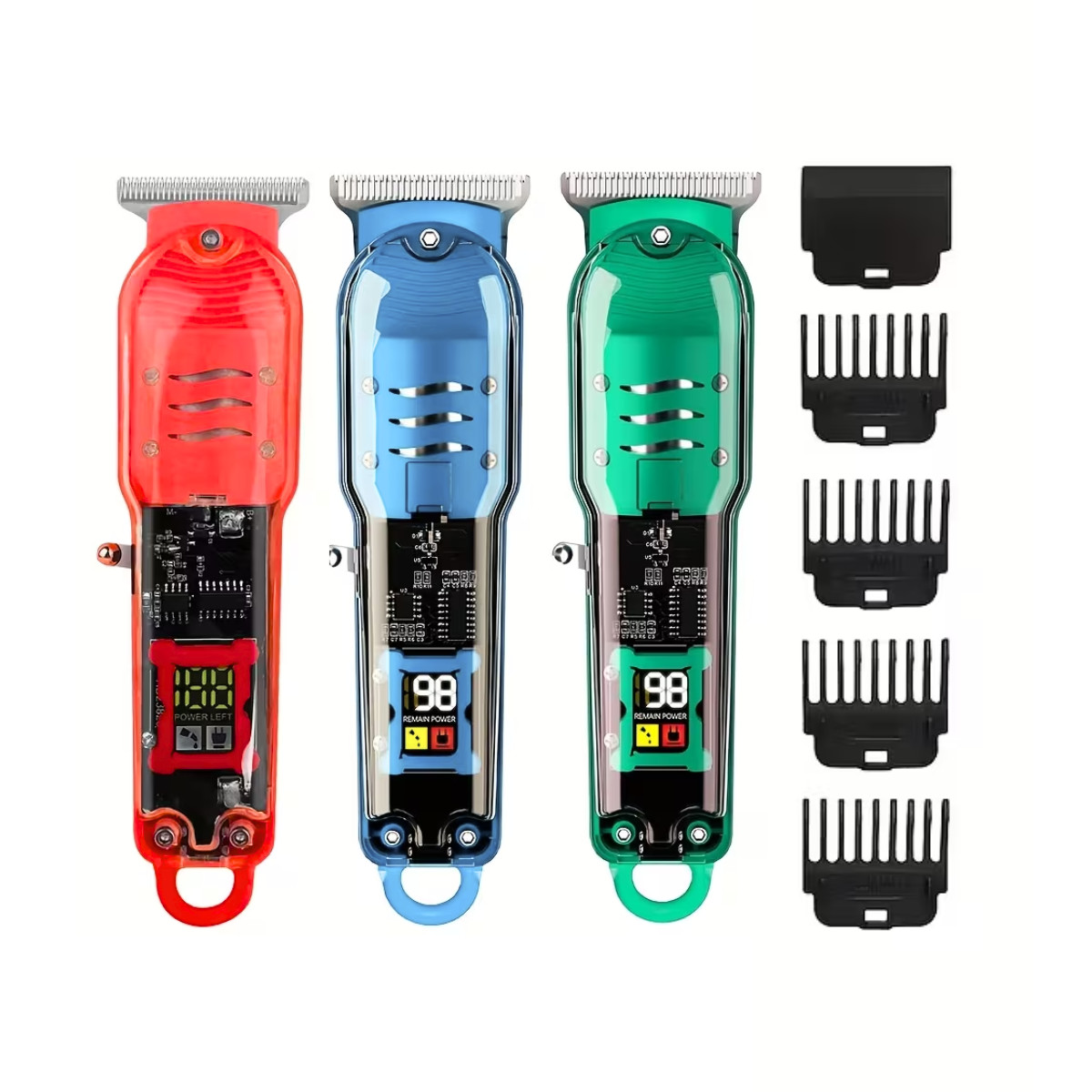 NEW – LCD RECHARGEABLE HAIR CLIPPERS SMART PORTABLE HAIR TRIMMER – BABY BLUE