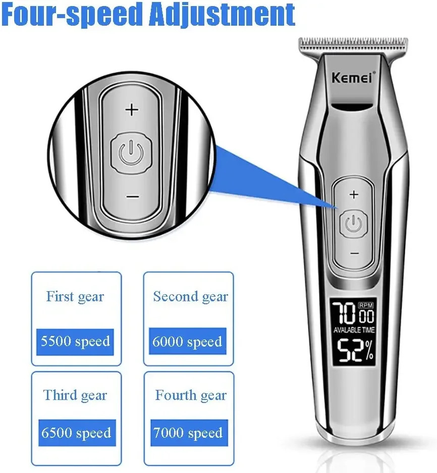 Kemei KM 5027 Professional LED Digital Hair Clipper and Beard Trimmer Blade X9