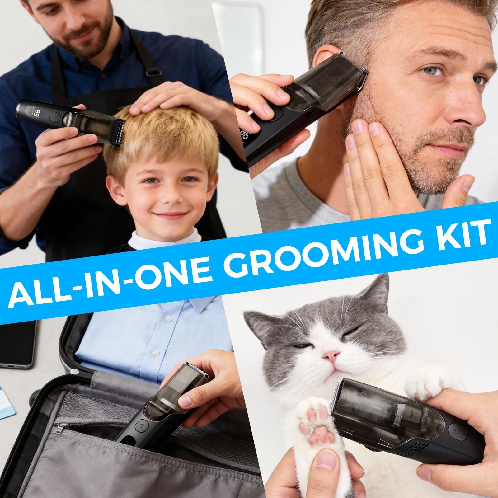Professional Hair Clipper with Built-in Vacuum Suction Self-Cleaning, No Mess…
