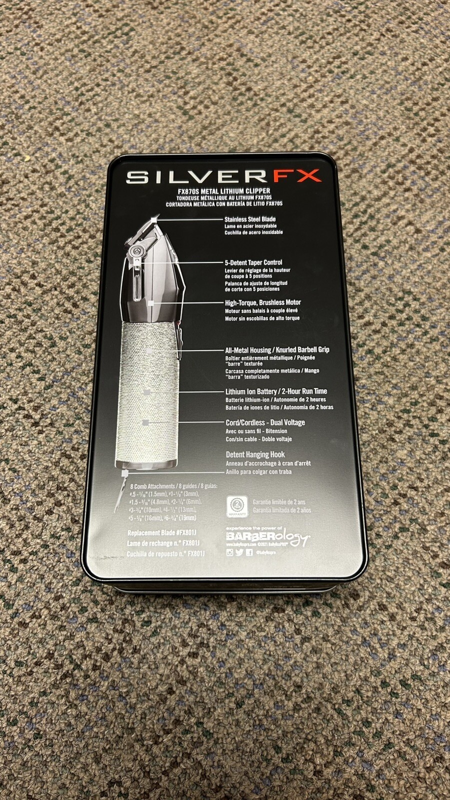 BaBylissPRO SILVERFX Cordless Hair Clipper | FX870S Brand New
