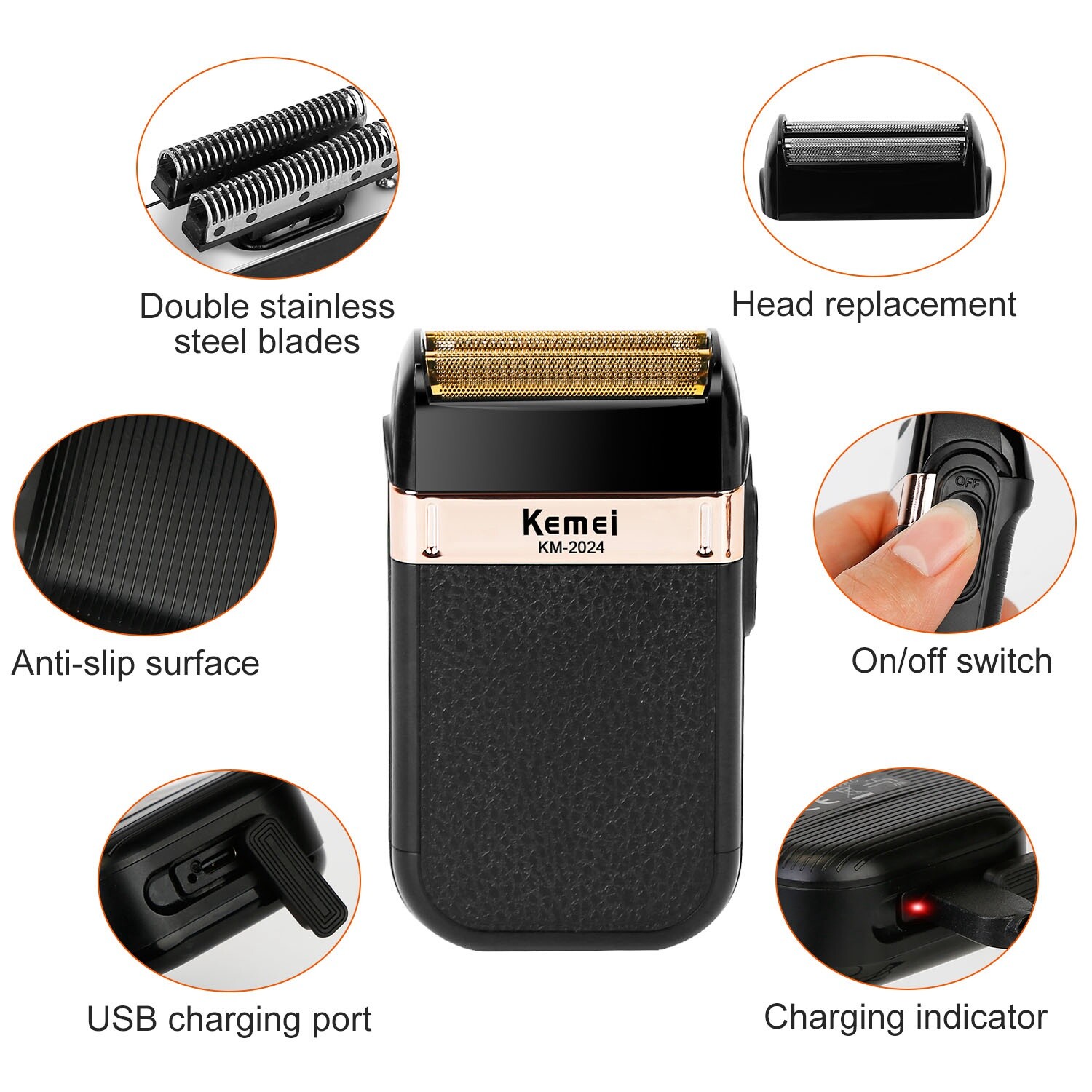 Men’s USB Electric Shaver Trimmer Razor Rechargeable Hair Beard Shaving Machine