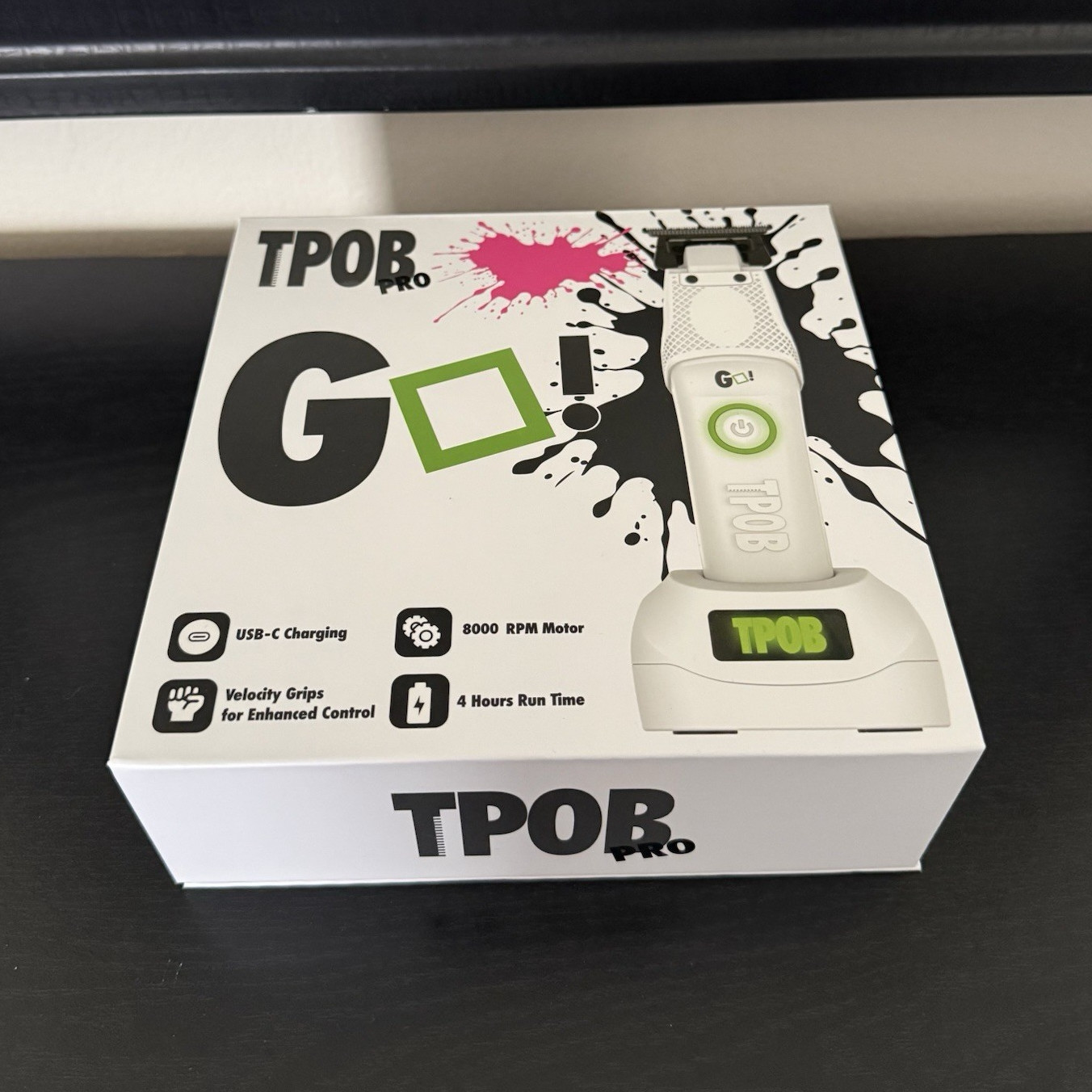 TPOB GO! Trimmer Cordless USB-C Charging Stand T-Blade White