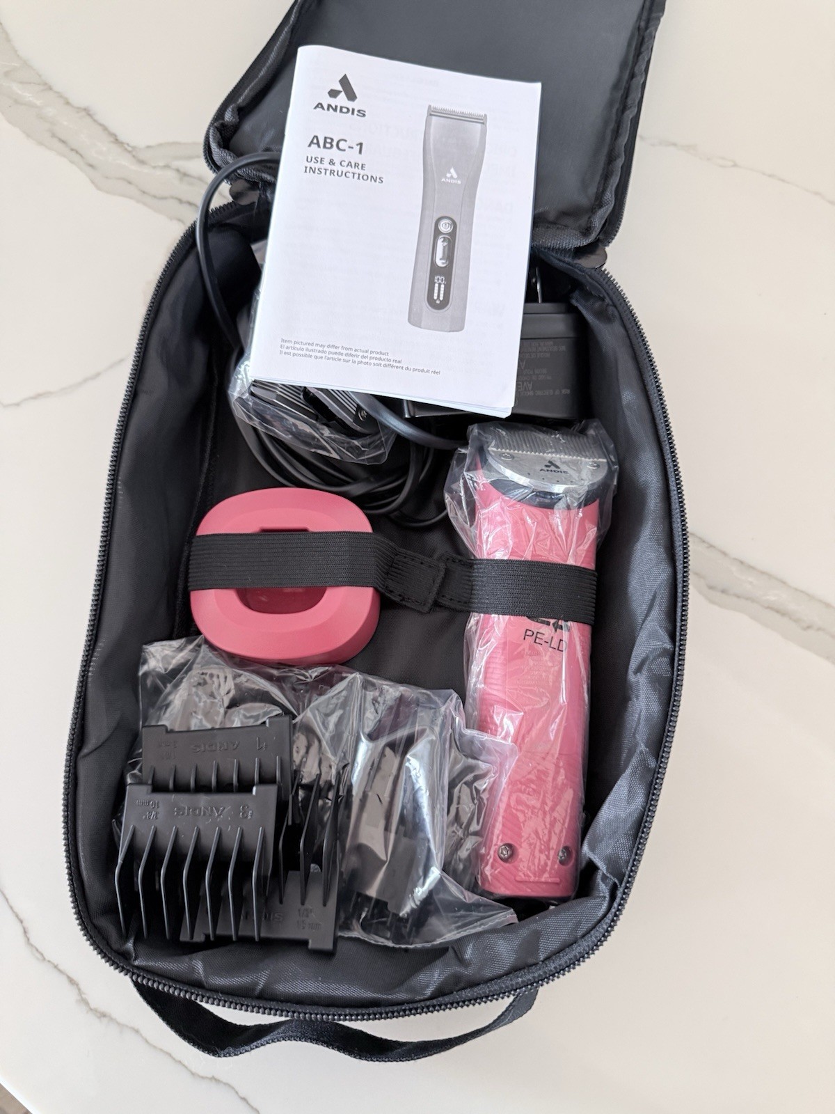 Andis ABQ-1 Cordless Rechargeable Hair Clipper Kit w/ Stand, Guards, Case