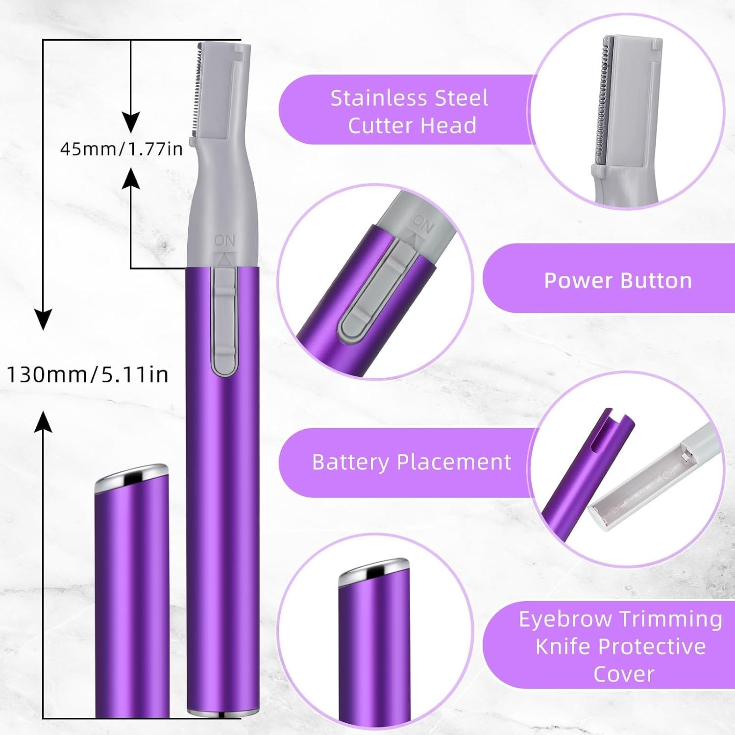 Luxury Electric Eyebrow Trimmer – 2 Pcs Battery Powered for Flawless Touch-Ups