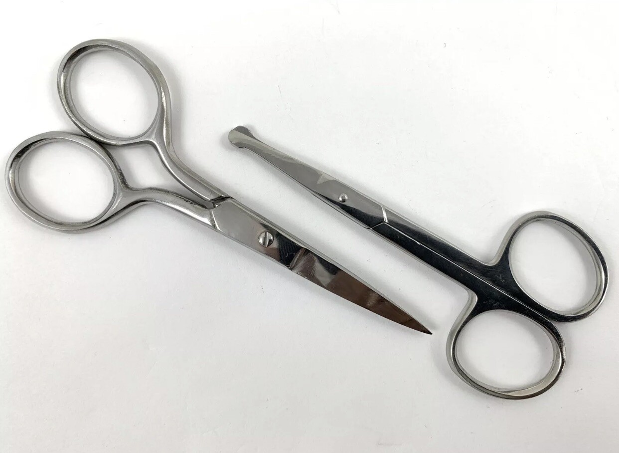 1 Set Beard Mustache Nose Ear Scissors Comb Trimming Kit Facial Hair Trimmer