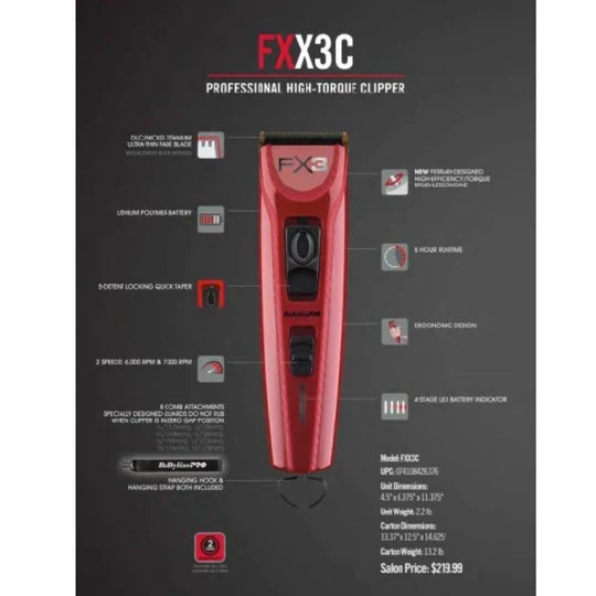 BABYLISS PRO FX3 CORDLESS CLIPPER Fast Ship | Authorized Dealer