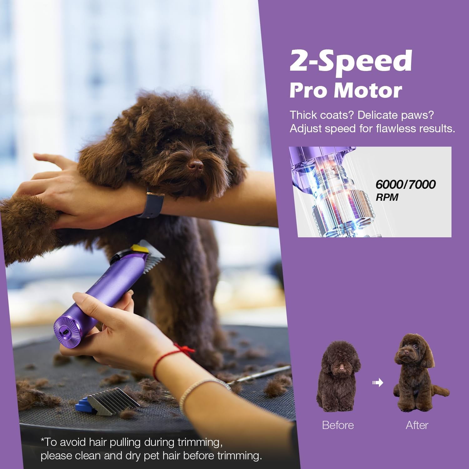FuzzyFix PC611VX Dog Grooming Clipper with 5-in-1 Replacement Blade