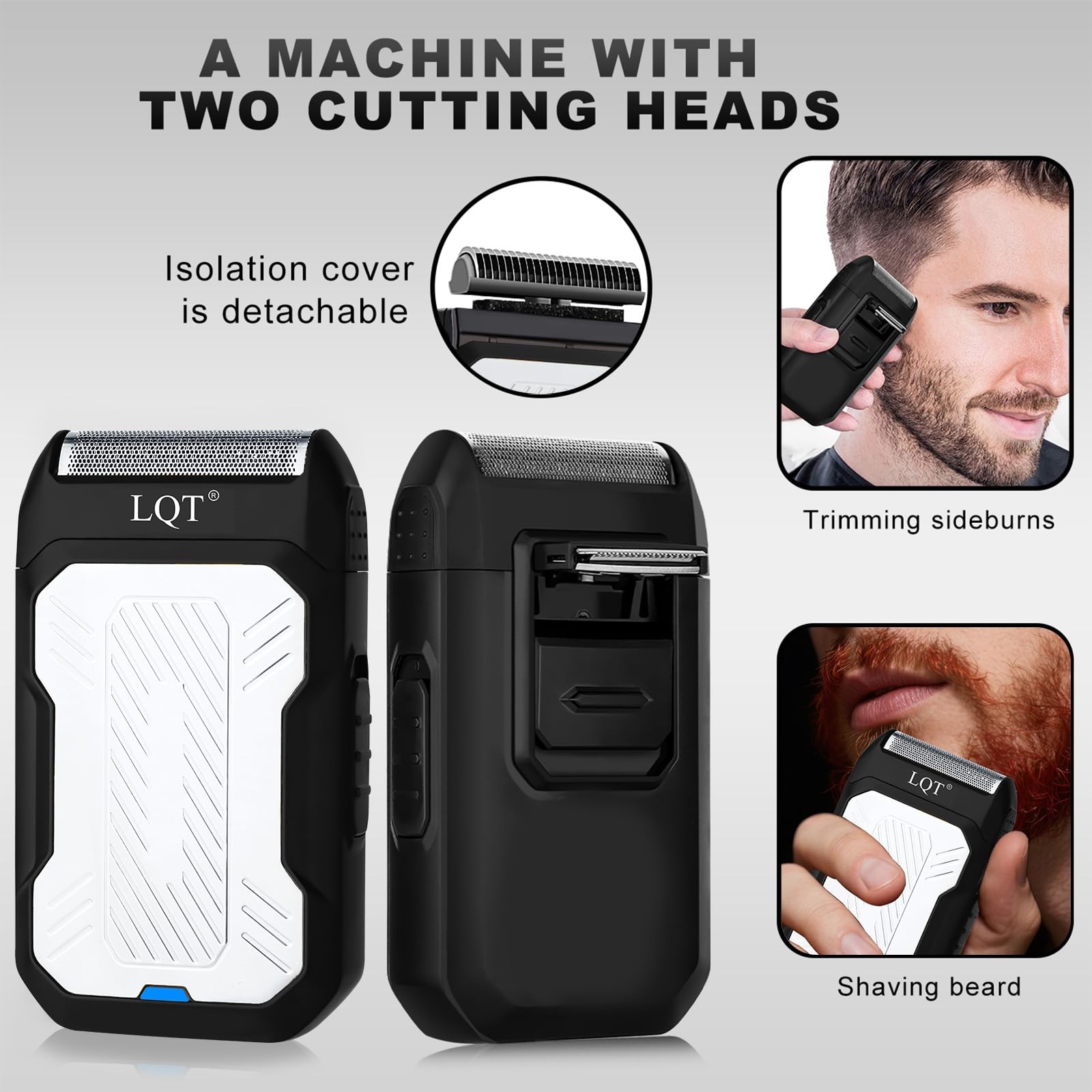 LQT Professional Cordless Hair Clippers and Beard Trimmer Set for Men, Silver