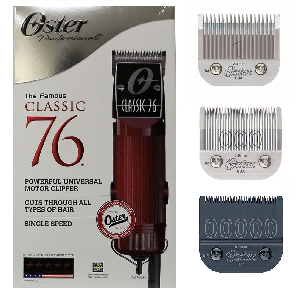 OSTER Classic 76 Clipper 76076010 with 00000 Blade, 10 Guide Set & Neck Duster