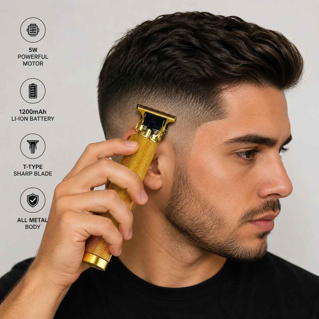 Vintage T9 Barbeador Gold Beard Hair Trimmer Cutter Machine for Men