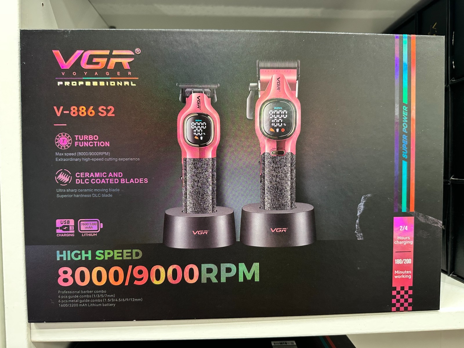 VGR V-886 S2 Professional 2Pc Barber Combo Set Hair Trimmer and Clipper
