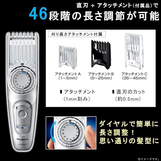 Panasonic ER-GC74-S Men’s gray silver hair cutter for short hair From Japan