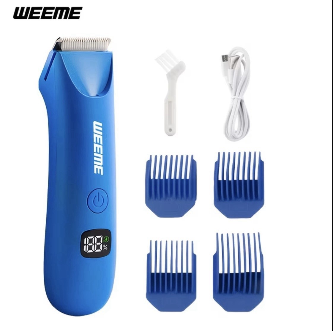 WEEME Body Trimmer USB Rechargeable LED Light Stainless Blade Digital, 4 Guards