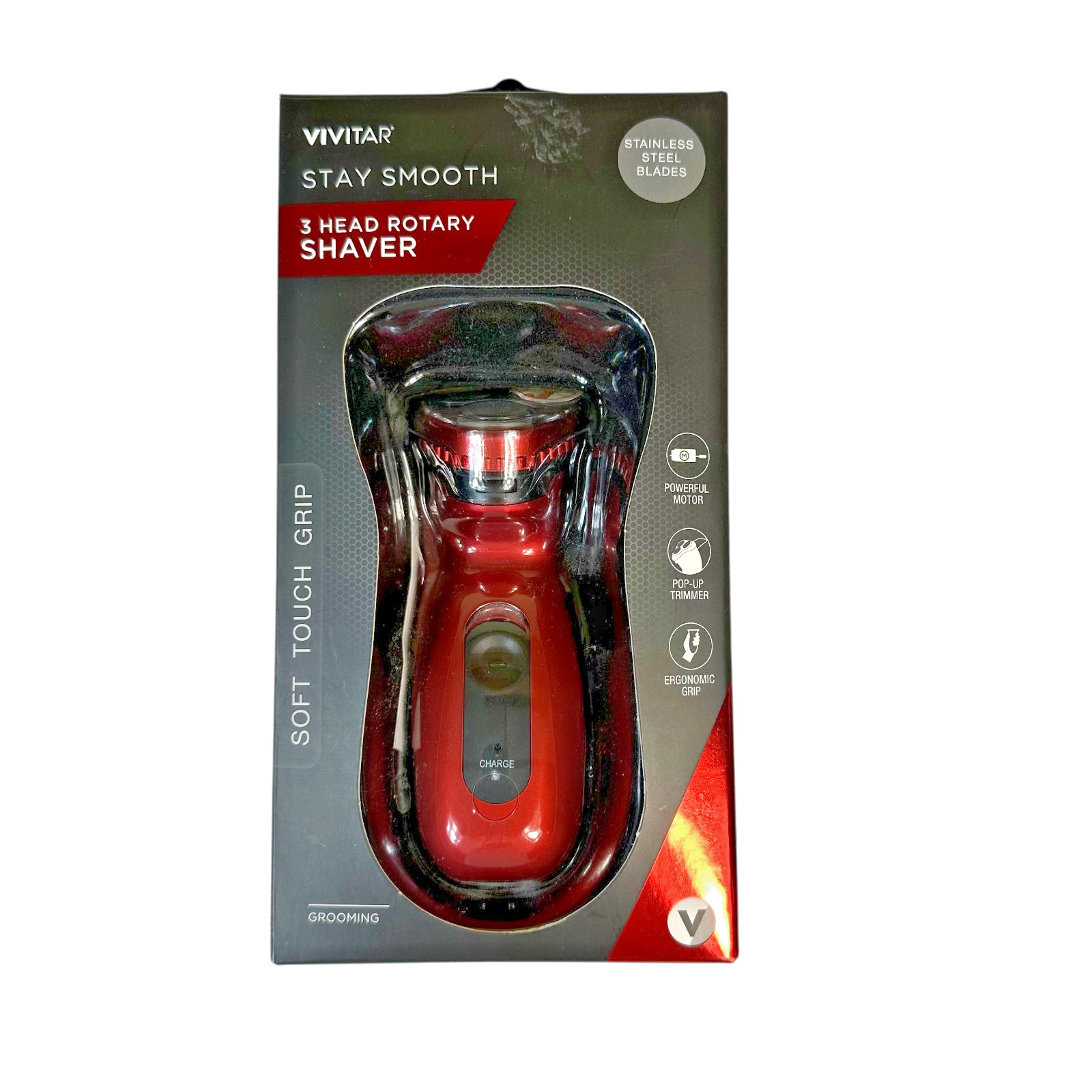 Vivitar 3 Head Rotary Shaver 18 Blades on 3 Pivoting Heads Cordless Rechargeable