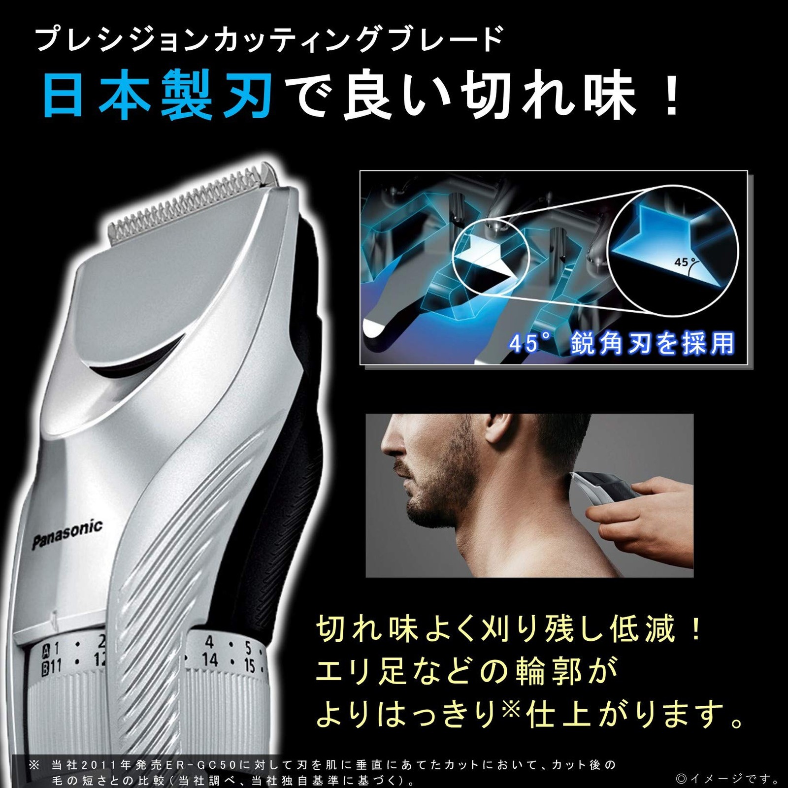Panasonic ER-GC75-S Hair Clipper Two-Block Adjustable 0.5-20mm Silver