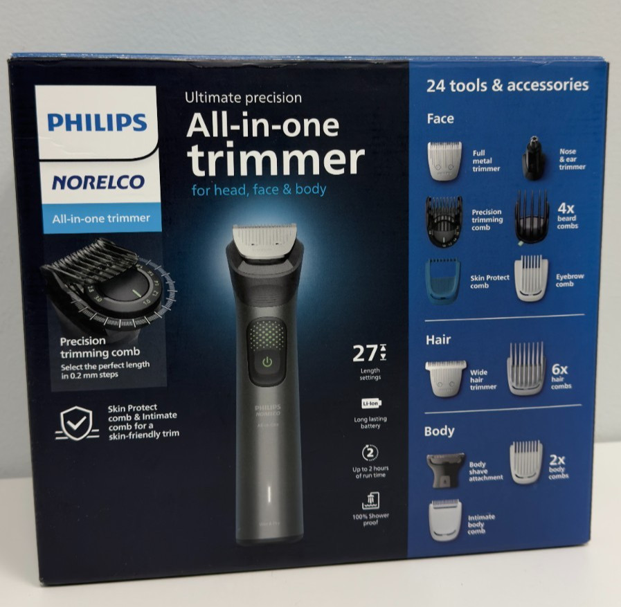 Philips Norelco Multigroom 9000 All-in-One Trimmer Head Face Body 27 Settings