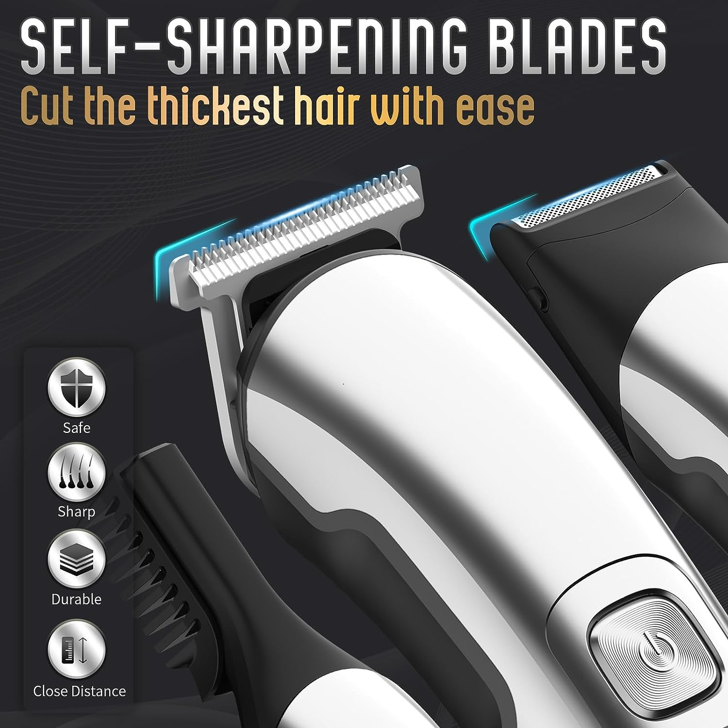 Beard Trimmer for Men, Waterproof Electric Razor, Grooming Kit | Stainless Steel