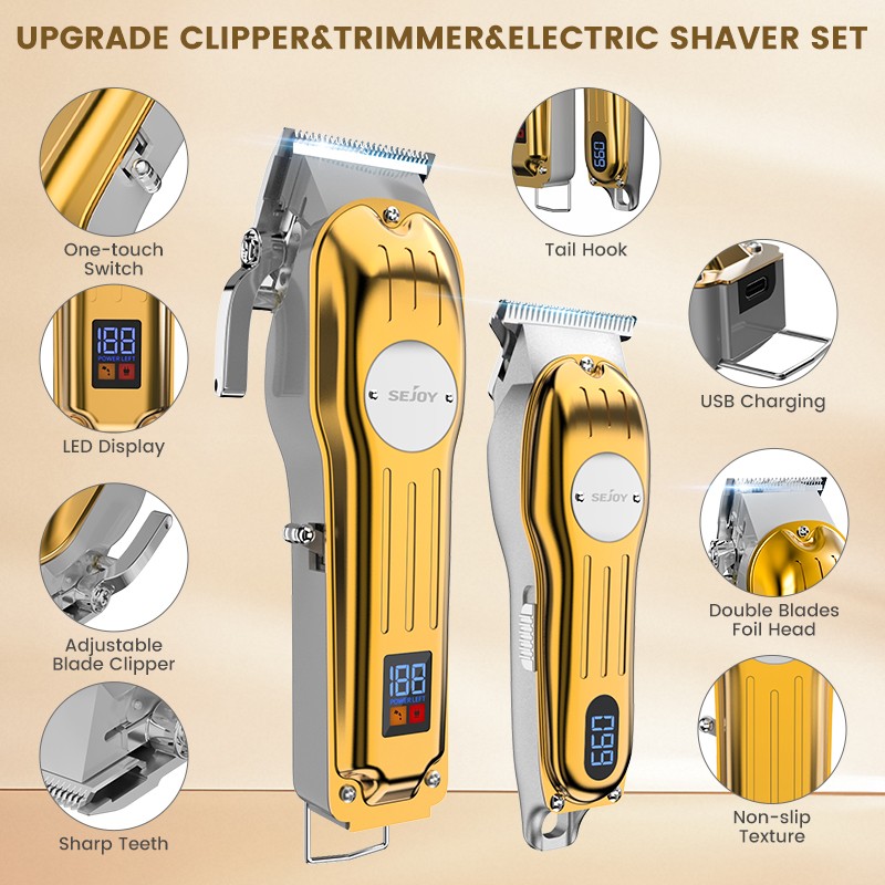 SEJOY Professional Hair Clippers & Trimmer Kit for Barber Mens Beard Haircut Set