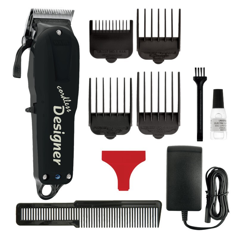 Wahl Cordless Designer Clipper – Black 90 Minutes Run Time Includes 4 Guides