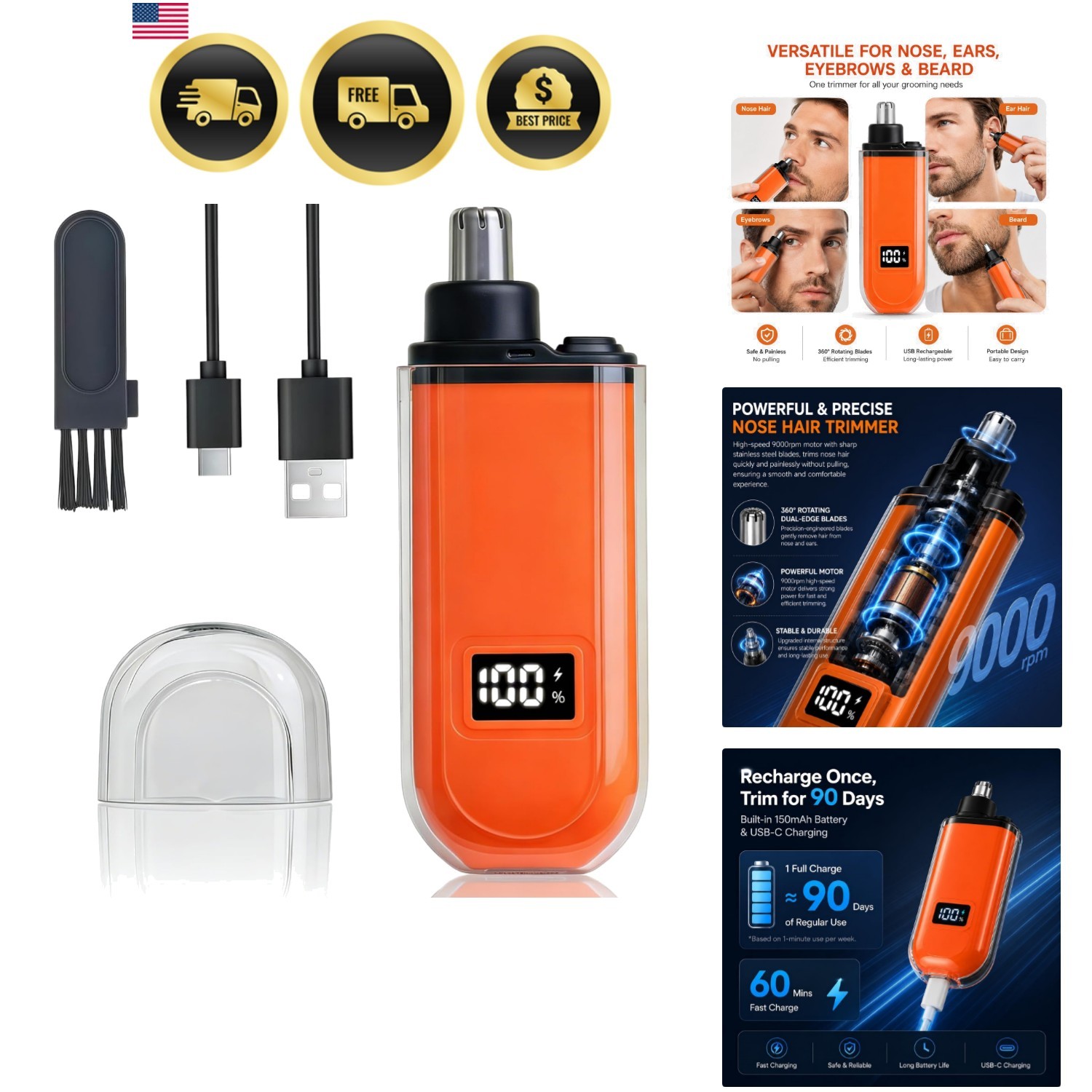 Electric Nose Hair Trimmer for Men Women, Rechargeable Mini Travel Trimmer fo…