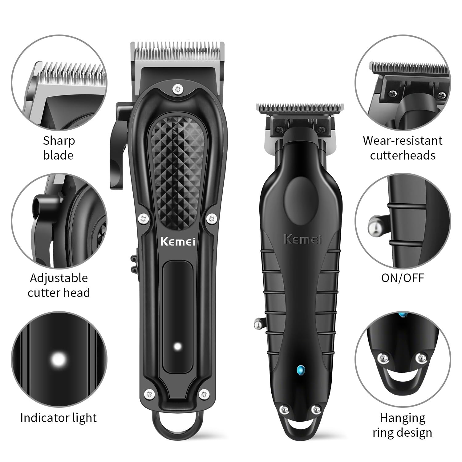 Cordless Hair Clippers for Men, T-Blade Beard Trimmer & Foil Shaver Set, Recharg