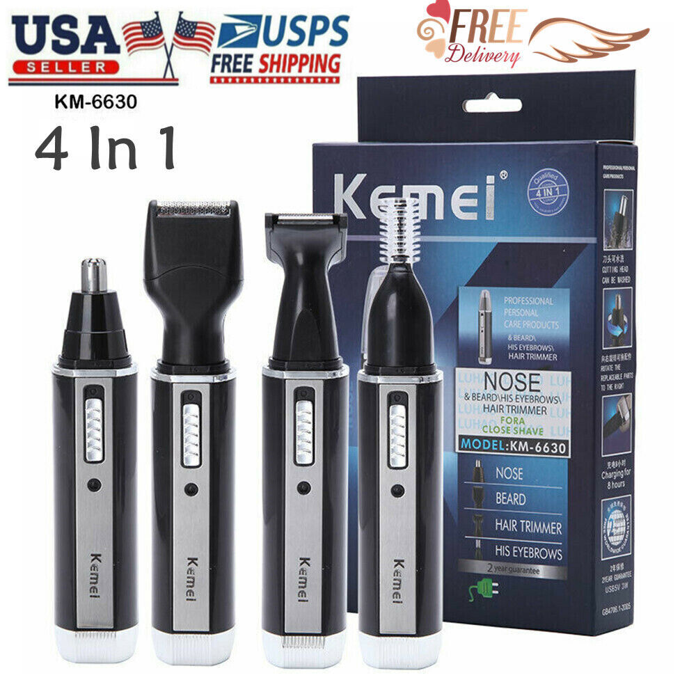 4in1 Electric Nose Ear Hair Trimmer Eyebrow Shaver Clipper Groomer Cleaner Tool