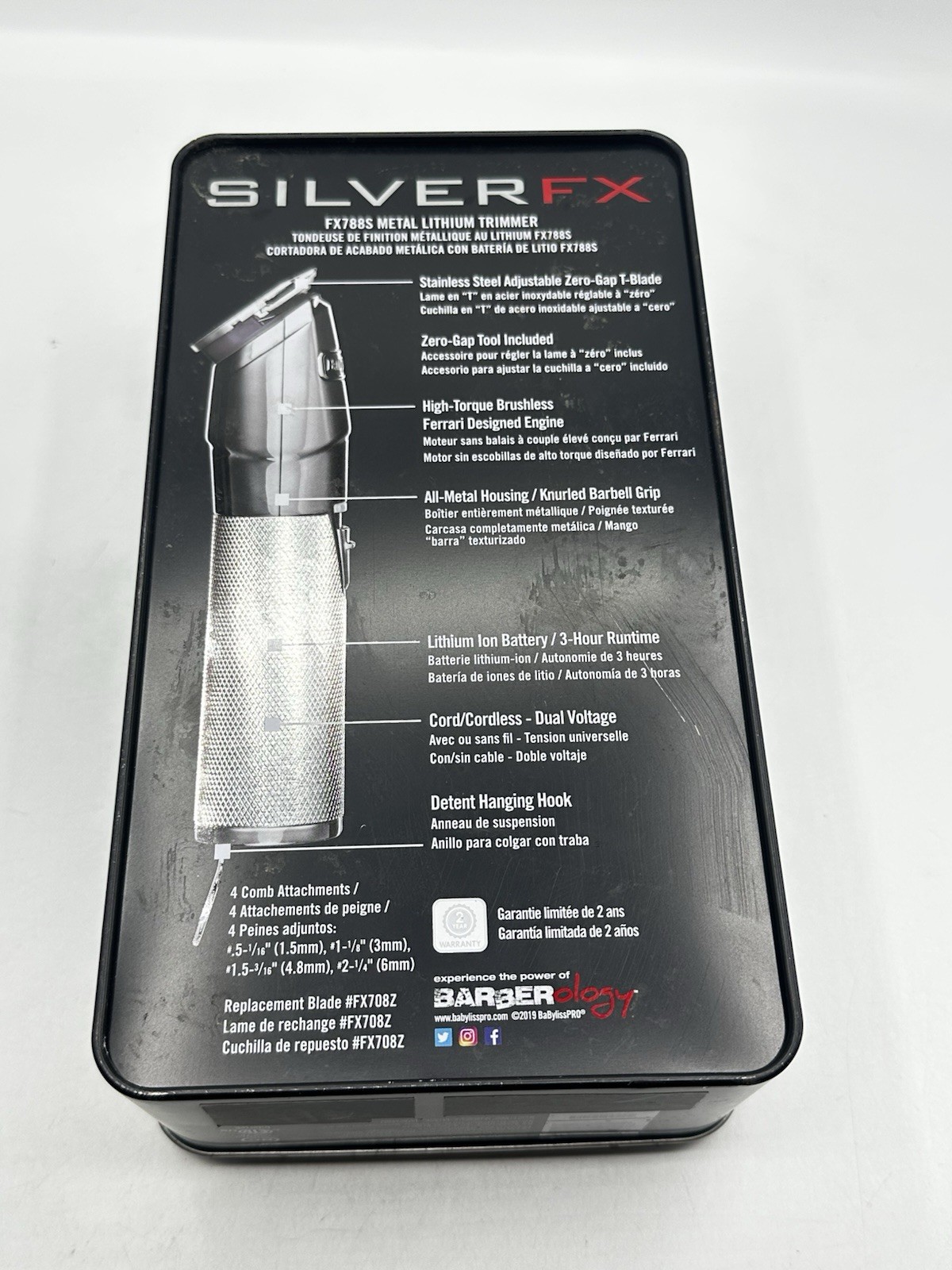 BaBylissPRO SilverFX FX788S Lithium Cordless Metal Trimmer New Open Box