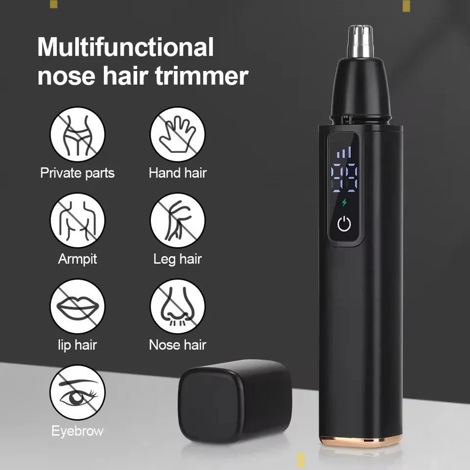 Ear and Nose Hair Trimmer with LED indicator USB Rechargeable Water Resistant.
