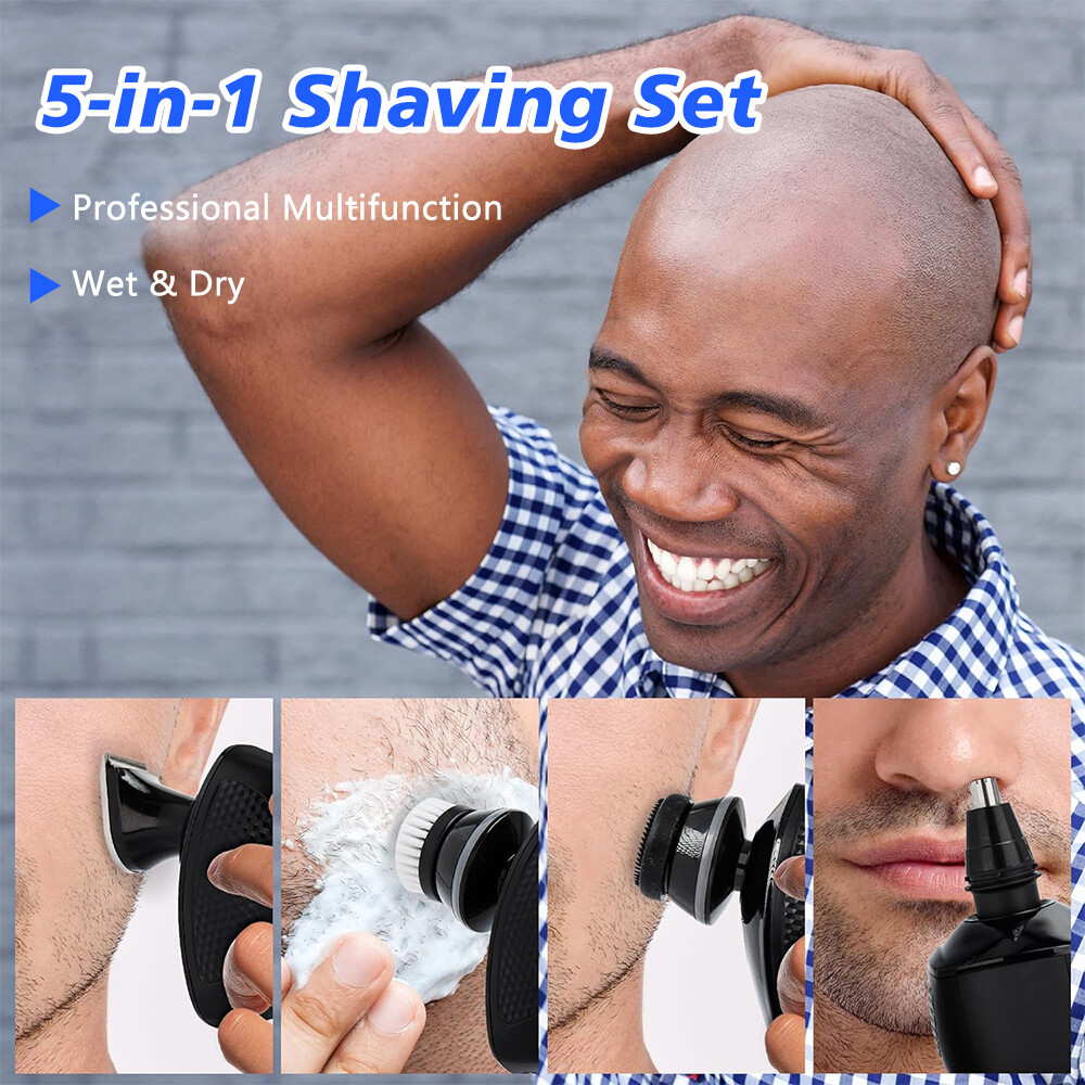 6 IN 1 9D Rotary Electric Shaver Bald Head Hair Beard Trimmer Razor Rechargeable