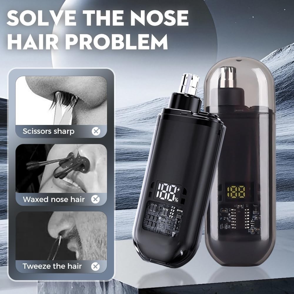 Smart Electric Nose Hair Trimmer Portable Nose EarClippers LED Digital Display