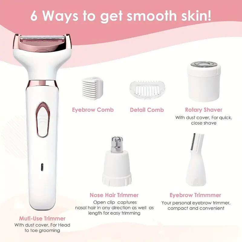 4 in 1 Women Electric Grooming Kit Body Hair Remover Nose Hair Bikini Trimmer