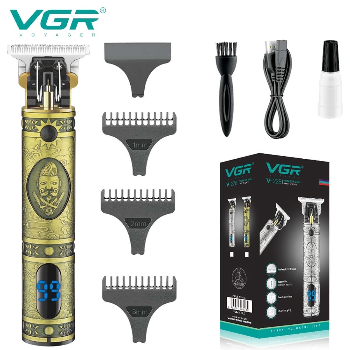 VGR V-228 Professional Hair Trimmer for Men,V-228,Gold