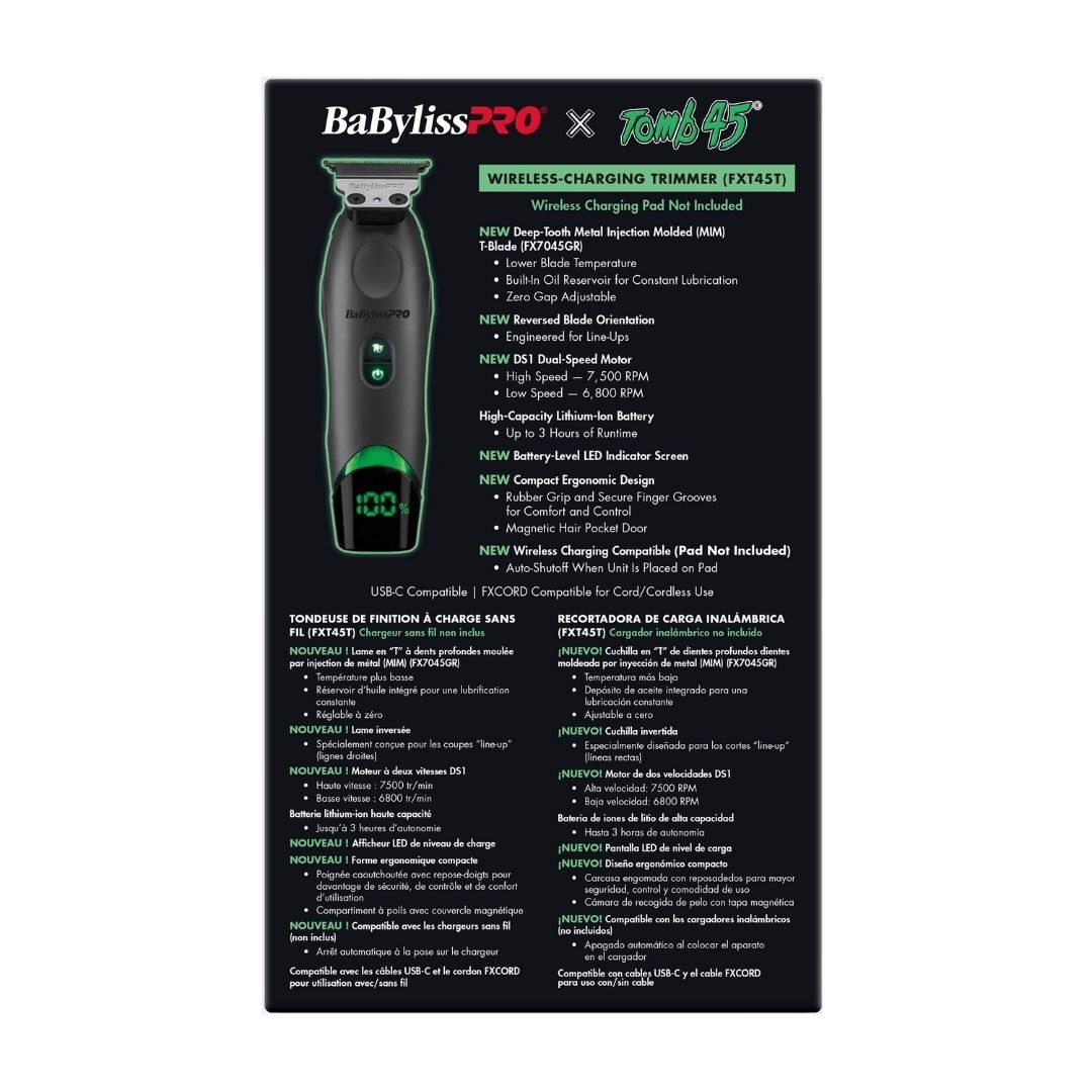 Babyliss PRO Tomb45 Trimmer + Charging Pad – Black, Model FXT45T