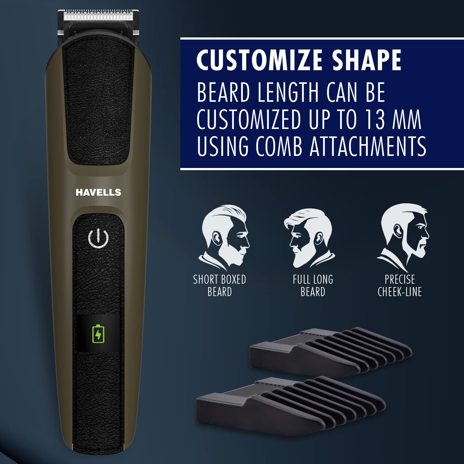 Havells Multipurpose Trimmer for Mens, Stainless Steel, Rechargeable,‎‎ ‎‎BT511,