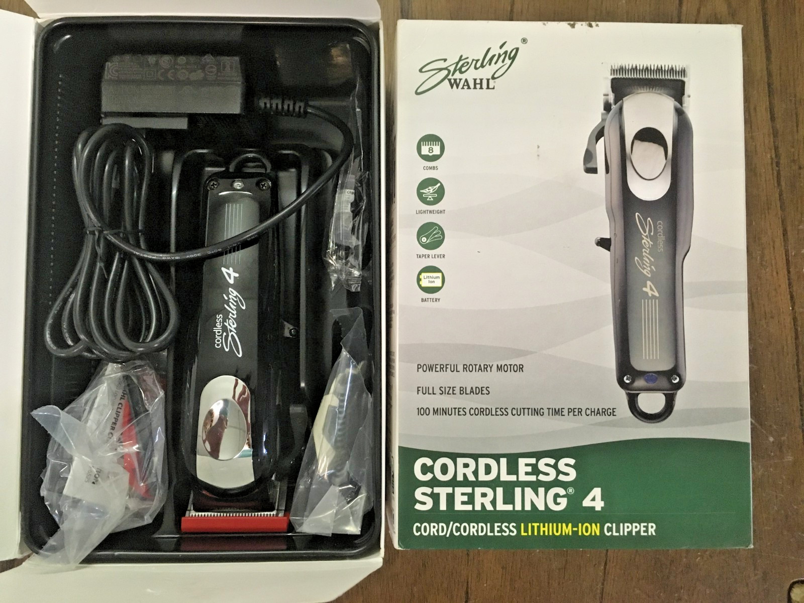 NEW Wahl Sterling 4 Cordless Clipper Black/Silver Lithium-Ion Rotary Motor