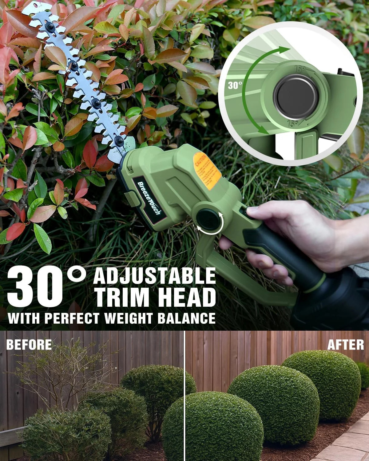 21V Mini Cordless Hedge Trimmer with Battery, Charger and 4.5″/8.5″ Blades | 2-i
