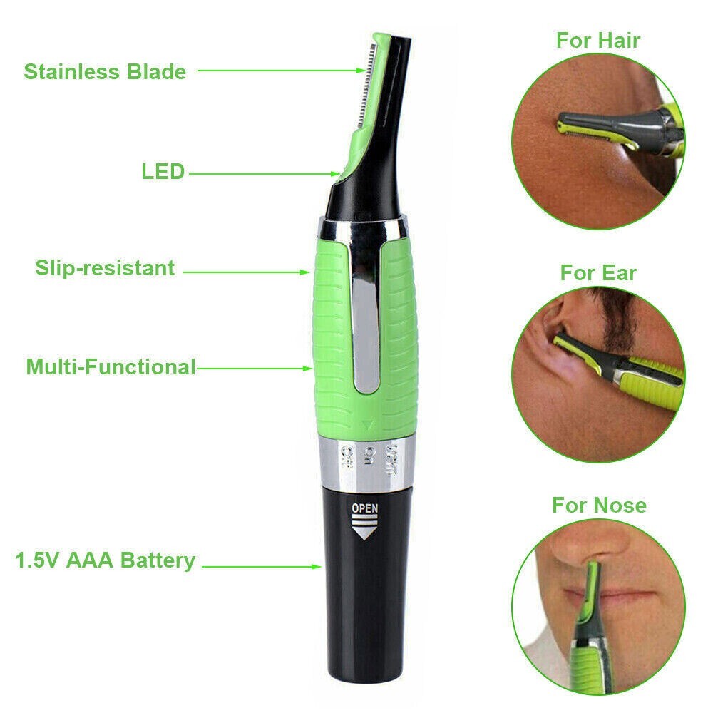 Men’s Nose Ear Face Neck Eyebrow Hair Mustache Beard Trimmer Shaver Clipper Hot