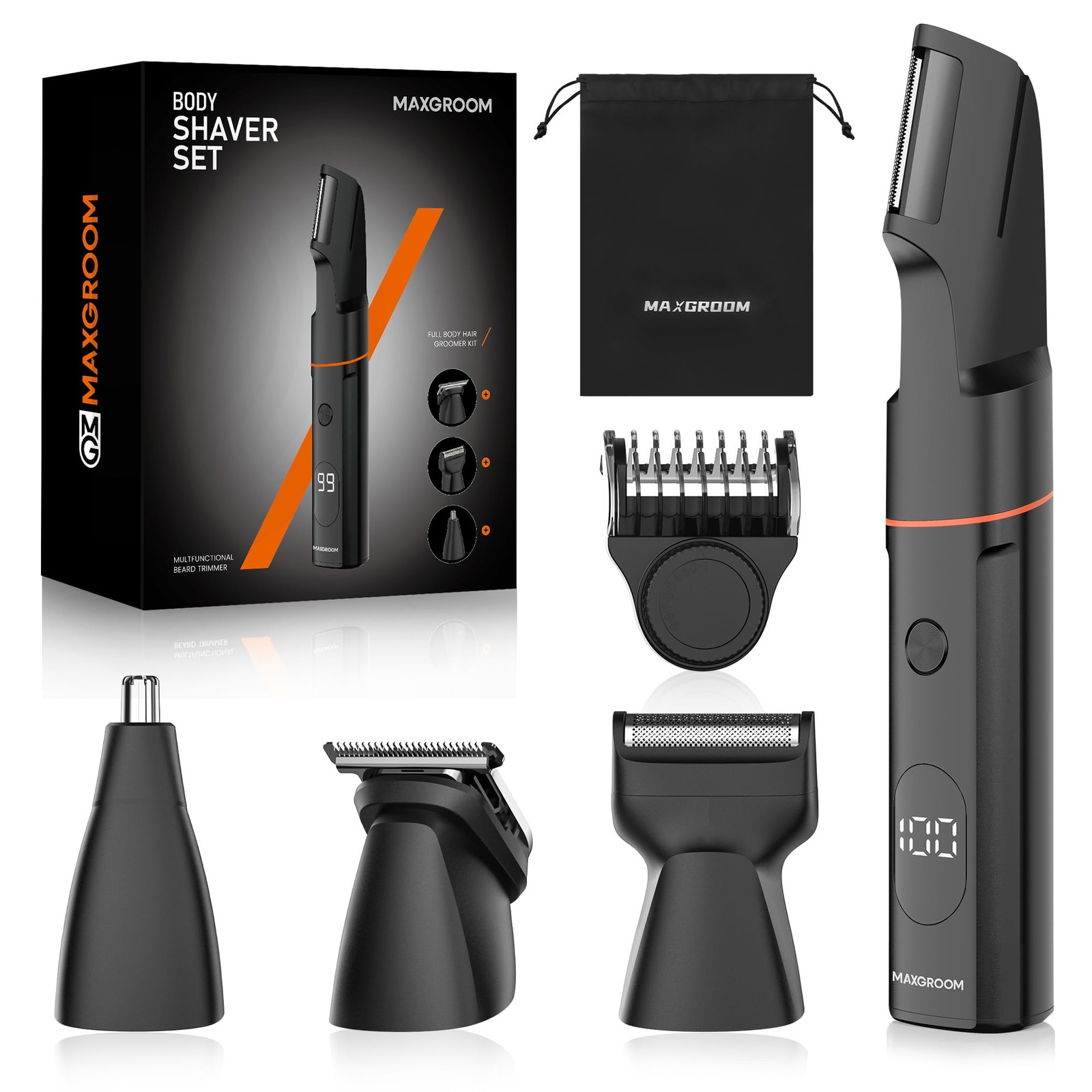 MAXGROOM Manscape Body Hair Trimmer for Men, Waterproof Pubic, Groin & Ball S…