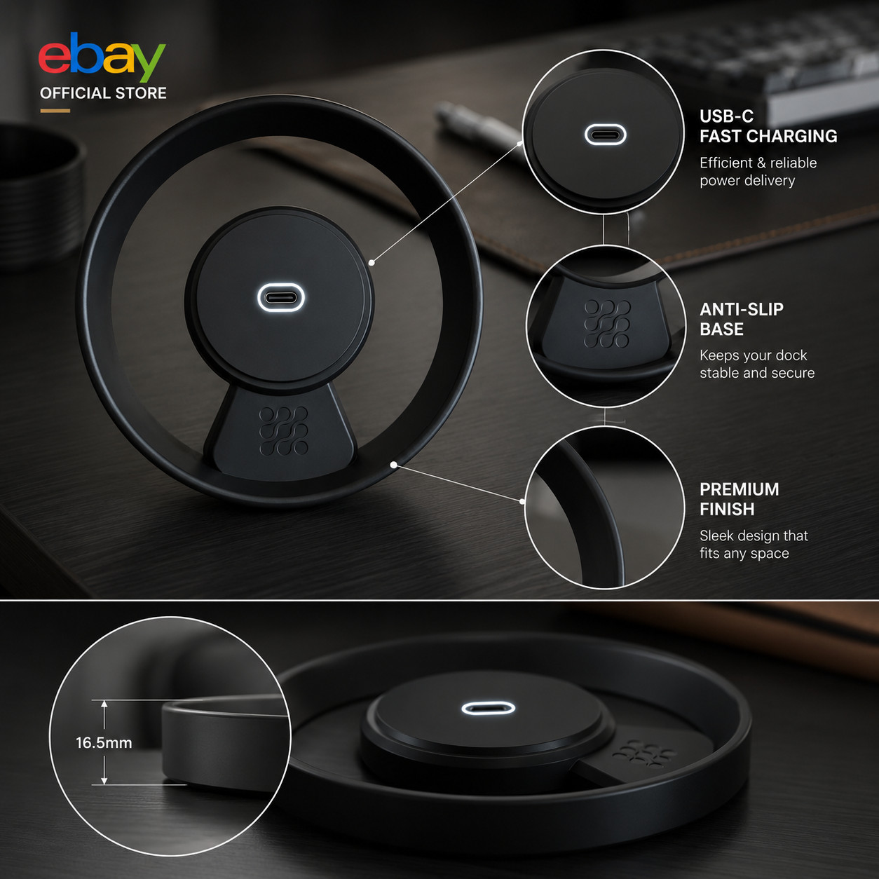 USB-C Trimmer Charging Dock Stand Base for Beard Hair Clippers Barber Accessorie