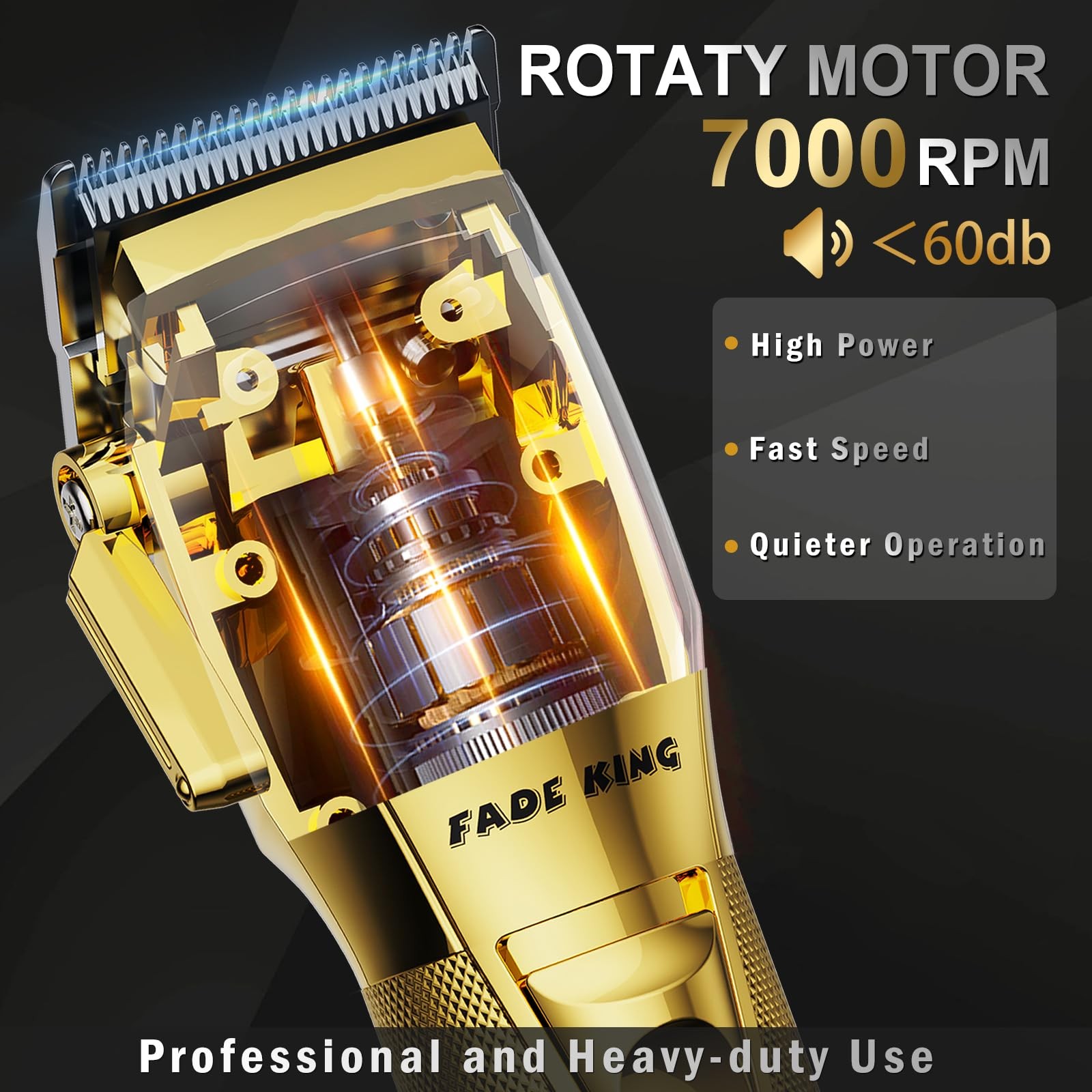 FADEKING® Professional Hair Clippers for Men, Cordless Barber Gold+bronze