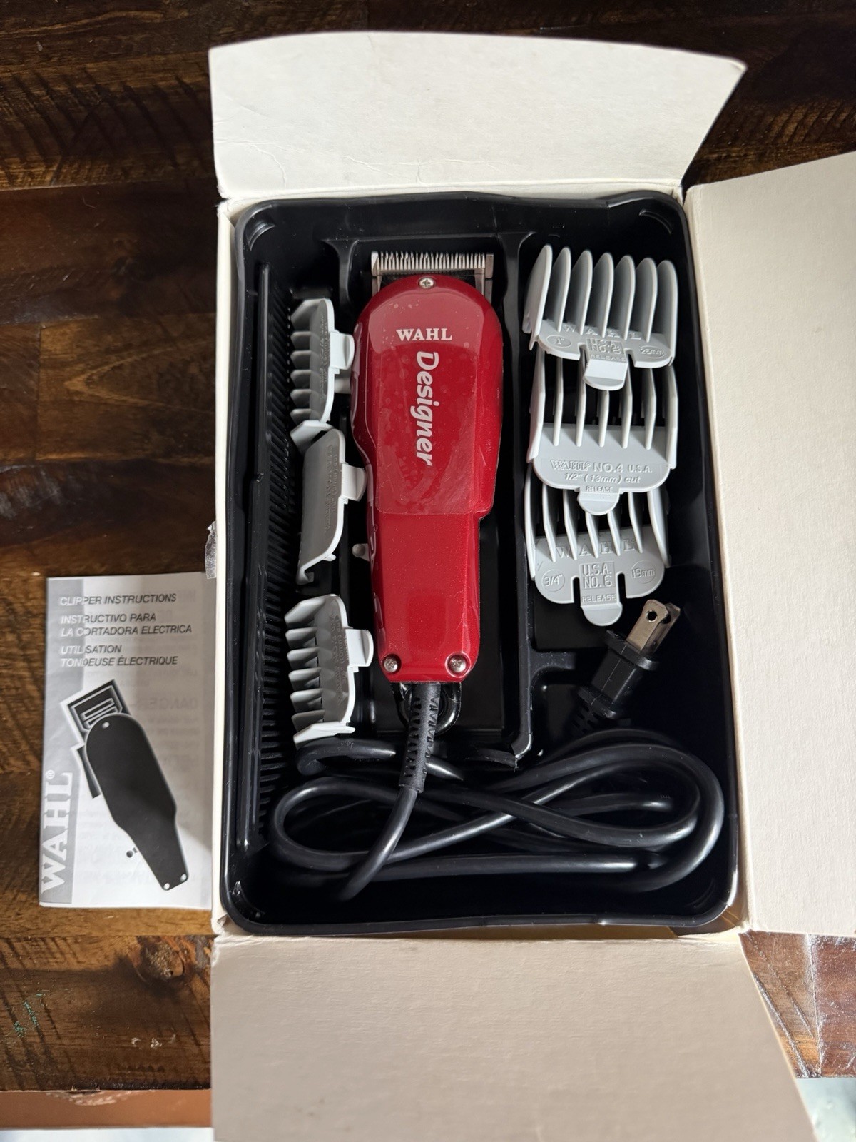 Wahl Professional Designer Corded Hair Clipper With Adjustable Level. Color Red