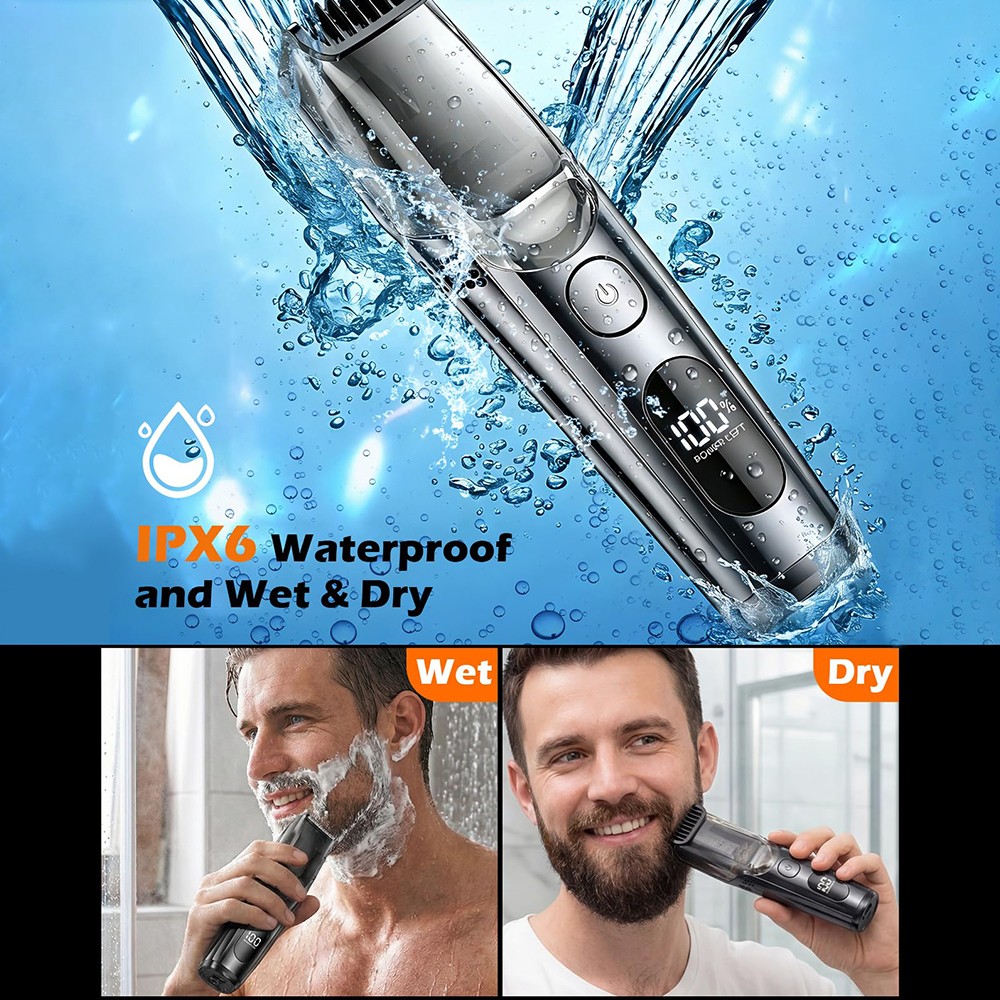 Vacuum Beard Trimmer for Men with 20 Length and Styles Adjustable Rechargeable