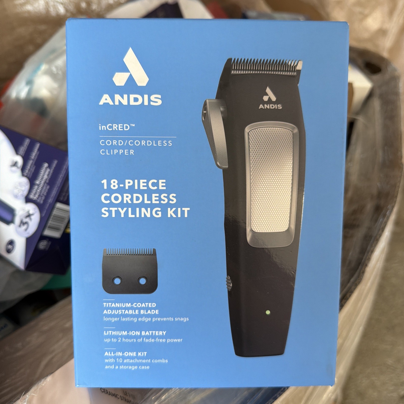 Andis inCRED Lithium-Ion Cordless Clipper 18pc Styling Kit Model CLC4 New